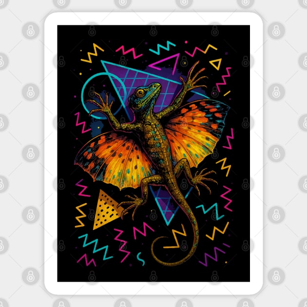 Retro Neon Flying Dragon Sticker by Reptiq's Store